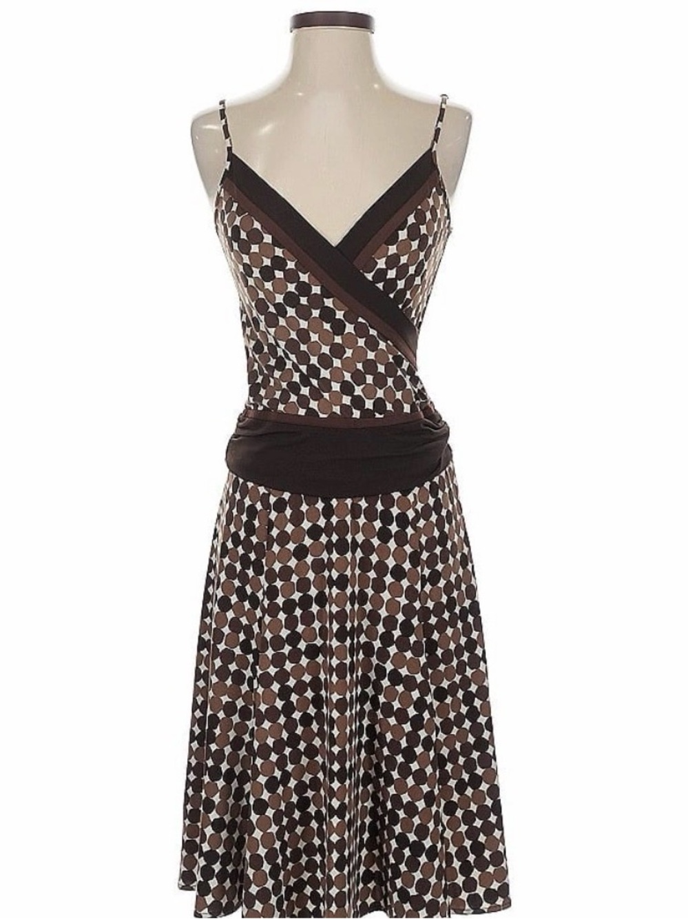 BCBG Max Azria Y2K Brown Geometric Mesh Wrap Midi Dress XS - Picture 2 of 2